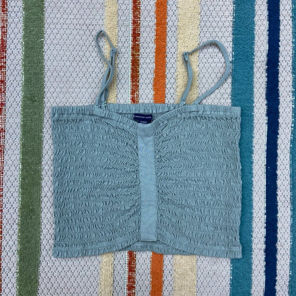 medium American Eagle Smocked Tube Top in Sage Green